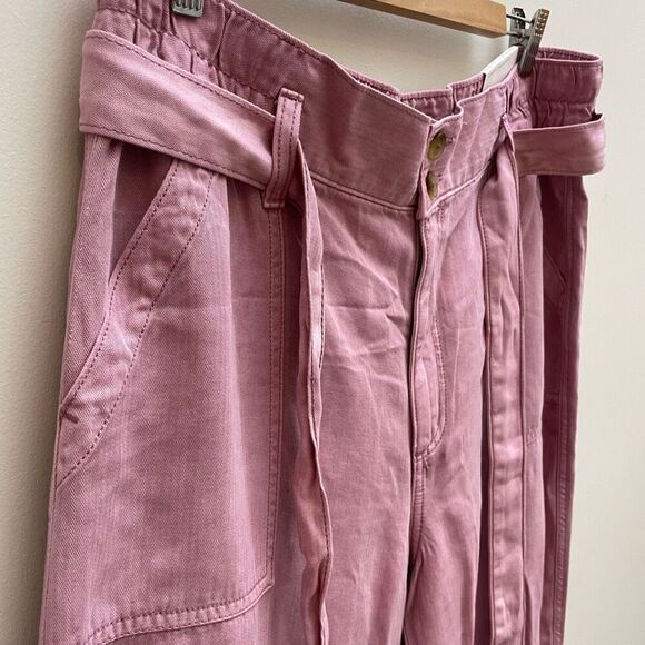 NWT American Eagle Super Hi-Rise Taper Utility Pants Womens Size 16 Pink Belted - Picture 4 of 16